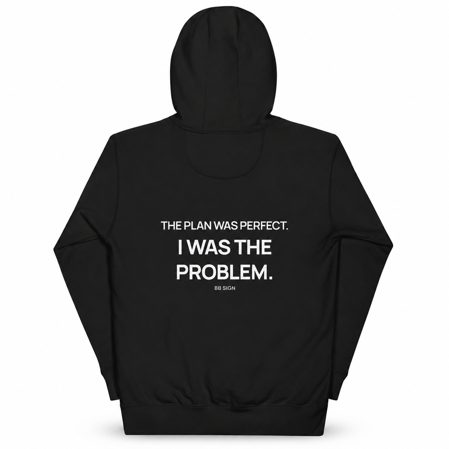 Almost Disciplined — Trading Hoodie | BB SIGN, Black, English, product back on white background