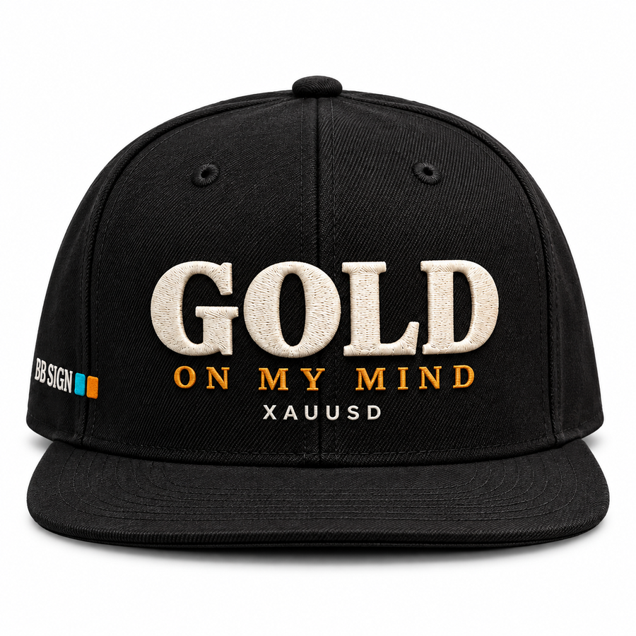 Gold on My Mind — Snapback Hat, Black, , product front on white background