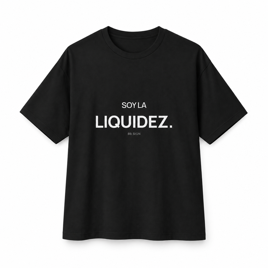 Soy la Liquidez — Oversized Trading T-Shirt, Black, product front on white background
