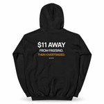 $11 Away — Trading Hoodie | BB SIGN, Black, English, product back on white background