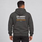 BBS-SINGLE|Charcoal|front|$11 Away — Trading Hoodie | BB SIGN on model (English)