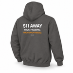 $11 Away — Trading Hoodie | BB SIGN, Charcoal, English, product angle on white background