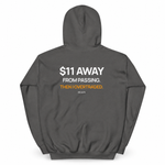 $11 Away — Trading Hoodie | BB SIGN, Charcoal, English, product back on white background