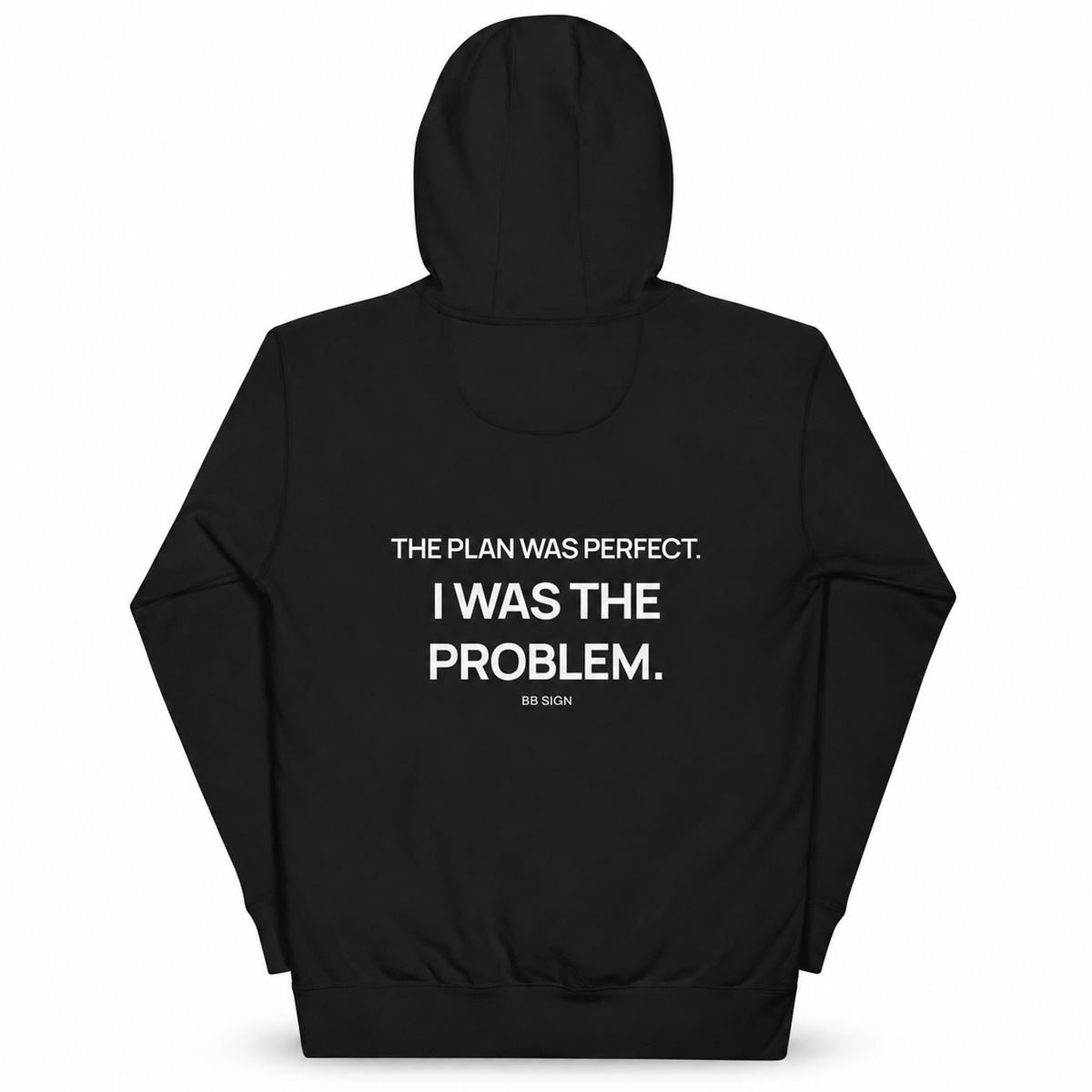 Almost Disciplined — Trading Hoodie | BB SIGN, Black, English, product back on white background