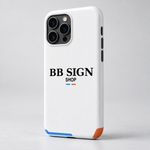BB SIGN Shop · 02-bb-sign-white · universal · vista de estudio en ángulo · mockup conceptual
