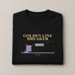 Golden Line Breaker oversized T-shirt in black — folded studio view
