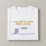 Golden Line Breaker oversized T-shirt in white — folded studio view
