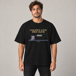 Golden Line Breaker oversized T-shirt in black — front view on model