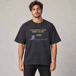Golden Line Breaker oversized T-shirt in dark-grey — front view on model