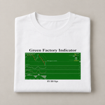 Green Factory Indicator oversized T-shirt in white — folded studio view