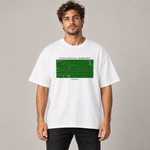 Green Factory Indicator oversized T-shirt in white — front view on model