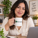 Mr. Positivo — original copper-haired character — concept mug mockup