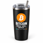 BB SIGN SHOP — Bitcoin Brew HODL Repeat Thermal Tumbler, Black, product detail on white background
