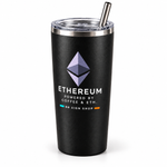 BB SIGN SHOP — Ethereum Coffee & ETH Thermal Tumbler, Black, product angle on white background