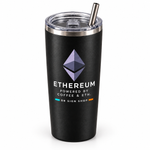 BB SIGN SHOP — Ethereum Coffee & ETH Thermal Tumbler, Black, product detail on white background