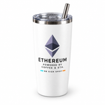 BB SIGN SHOP — Ethereum Coffee & ETH Thermal Tumbler, White, product angle on white background