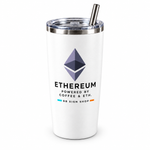 BB SIGN SHOP — Ethereum Coffee & ETH Thermal Tumbler, White, product detail on white background