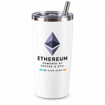 BB SIGN SHOP — Ethereum Coffee & ETH Thermal Tumbler, White, product front on white background