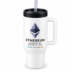 BB SIGN SHOP — Ethereum Coffee & ETH Thermal Tumbler, White, product detail on white background