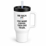 BB SIGN SHOP — One More Coffee Travel Mug, White, product angle on white background