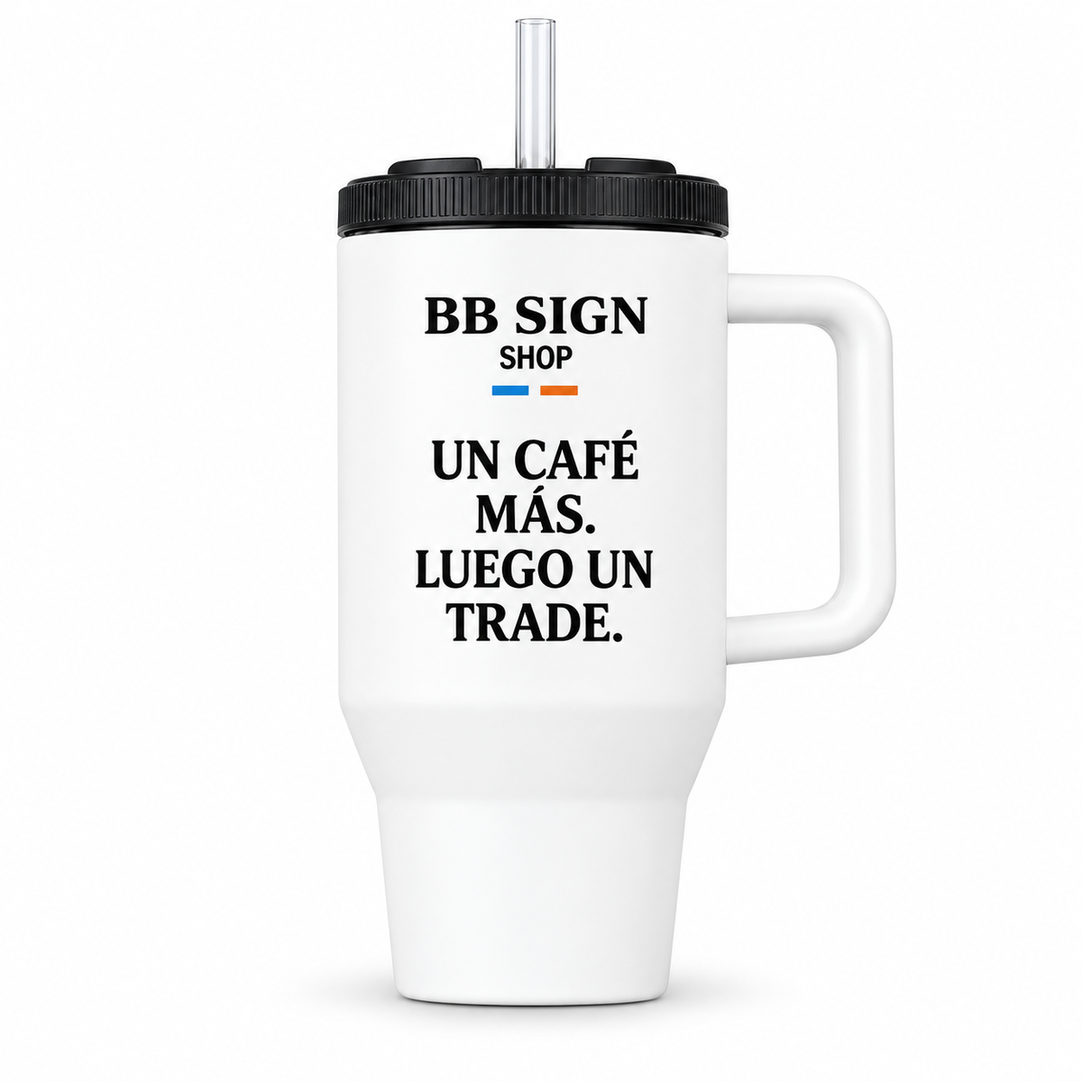 BB SIGN SHOP — One More Coffee Travel Mug, White, product front on white background
