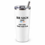 BB SIGN SHOP — Stay Cool Insulated Tumbler, White, product angle on white background