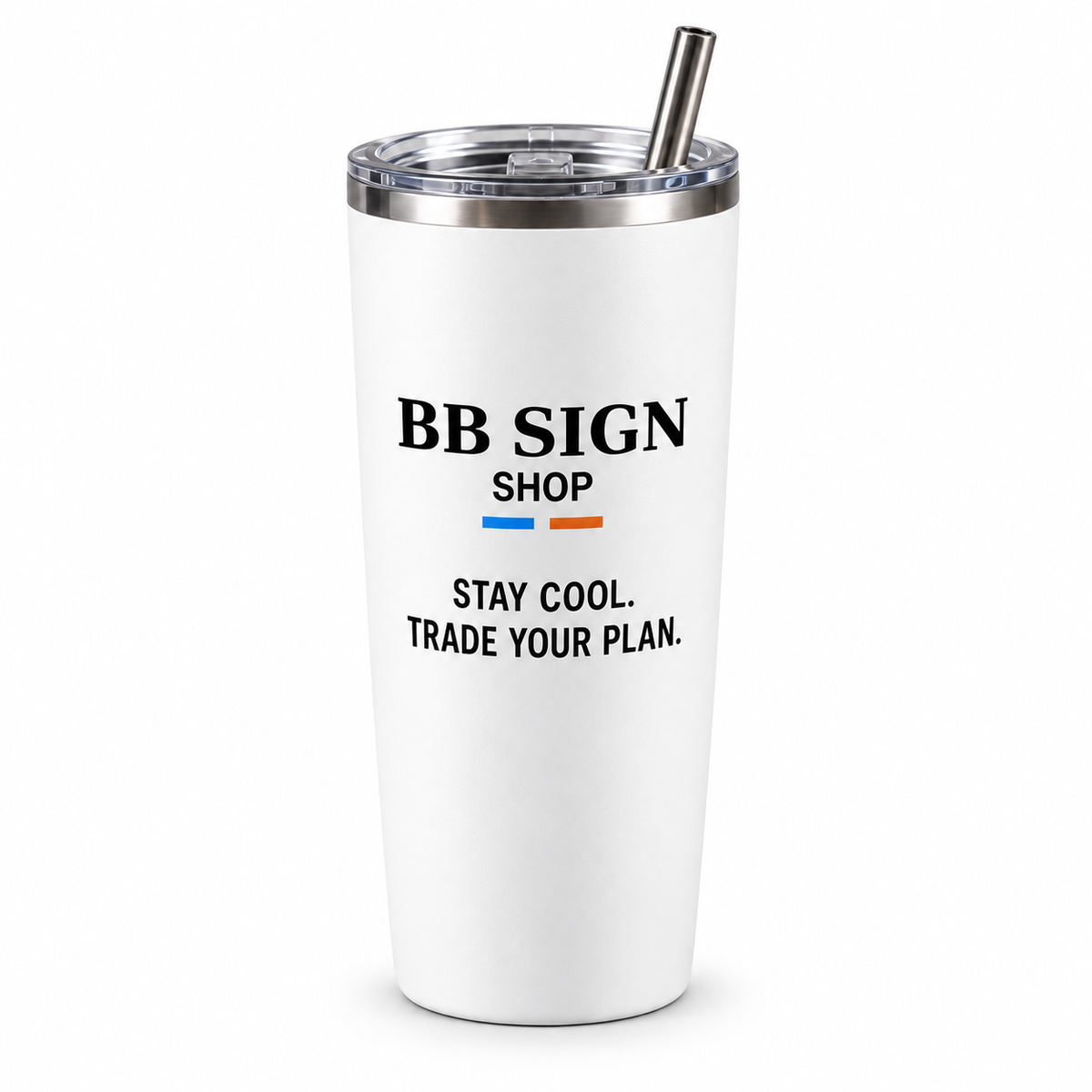 BB SIGN SHOP — Stay Cool Insulated Tumbler, White, product front on white background