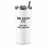 BB SIGN SHOP — Stay Cool Insulated Tumbler, White, product front on white background