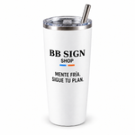 BB SIGN SHOP — Stay Cool Insulated Tumbler, White, ES, product angle on white background