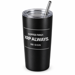 BB SIGN SHOP — XRP Coffee First Thermal Tumbler, Black, product angle on white background