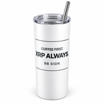 BB SIGN SHOP — XRP Coffee First Thermal Tumbler, White, product detail on white background