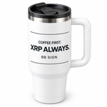 BB SIGN SHOP — XRP Coffee First Thermal Tumbler, White, product detail on white background