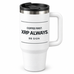BB SIGN SHOP — XRP Coffee First Thermal Tumbler, White, product front on white background
