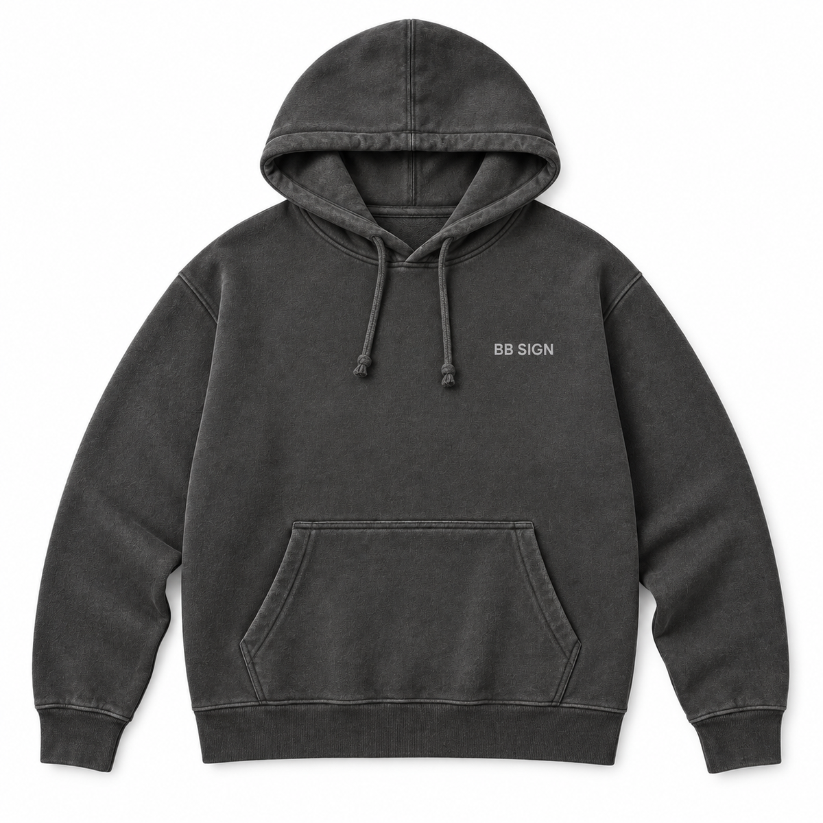 BB SIGN Signature — Premium Hoodie, Pigment Black, , product front on white background