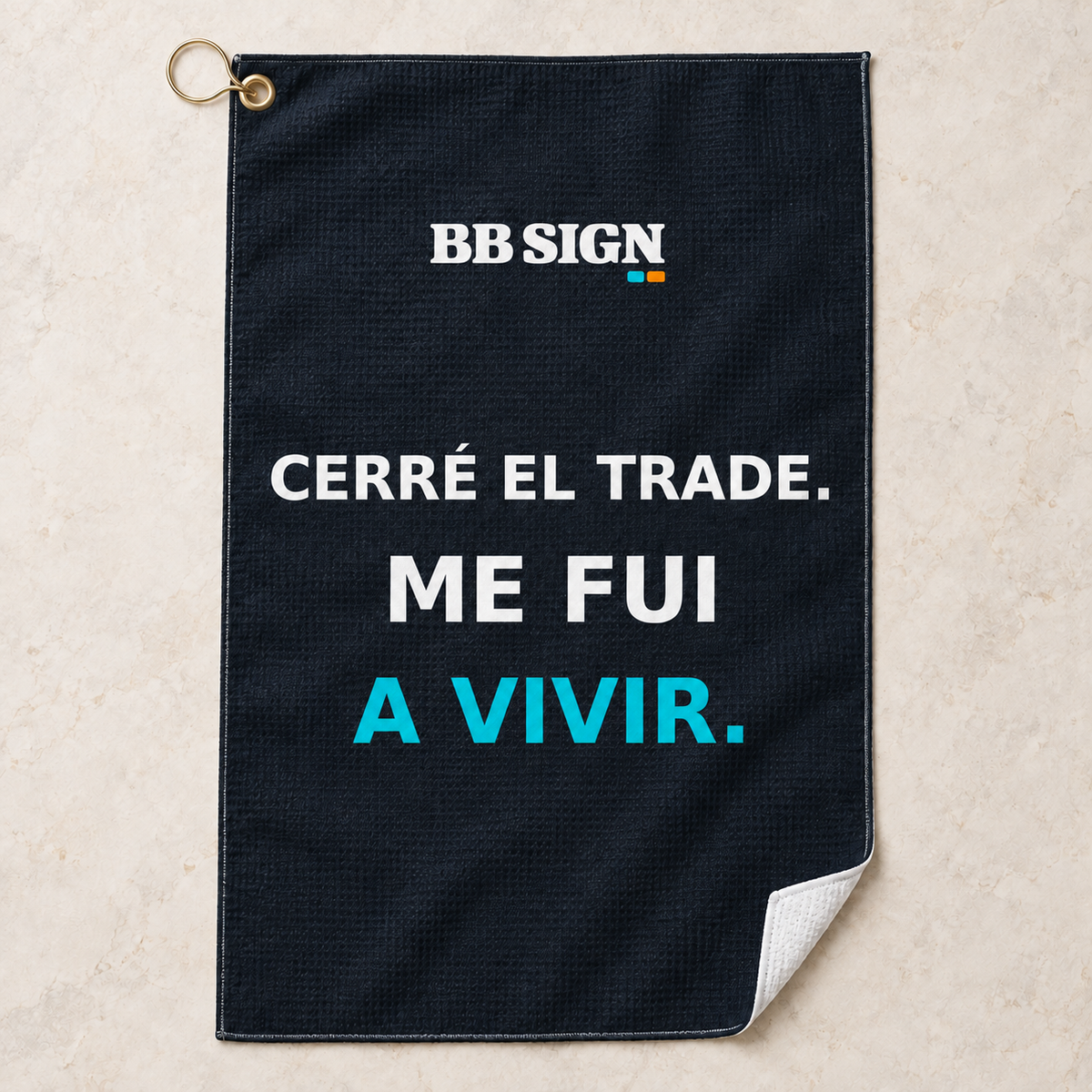 BB SIGN Golf Towel — offline-es — product visualization based on Printful specifications