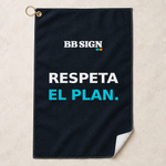 BB SIGN Golf Towel — plan-es — product visualization based on Printful specifications
