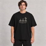BBS-SINGLE|Black|front|AI product mockup — Begin Again oversized T-shirt on model