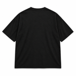 Begin Again — Oversized Graphic T-Shirt, Black, product back on white background