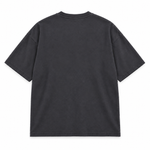 Begin Again — Oversized Graphic T-Shirt, Dark Grey, product back on white background