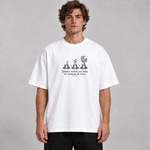 BBS-SINGLE|White|front|AI product mockup — Begin Again oversized T-shirt on model