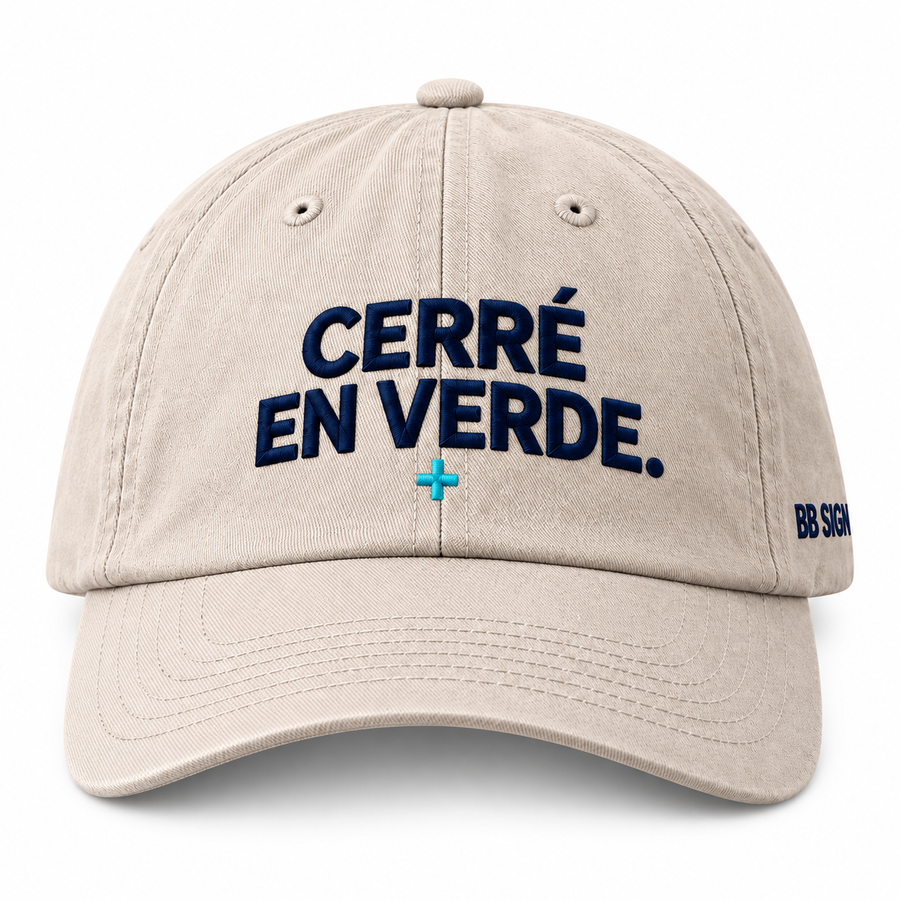 Cerré en Verde — Classic Dad Hat, Stone, , product front on white background