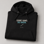 BBS-SINGLE|Black|folded|Cerré. Subió. De Nada. — Premium Hoodie folded studio view