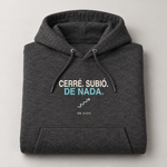 BBS-SINGLE|Charcoal Heather|folded|Cerré. Subió. De Nada. — Premium Hoodie folded studio view