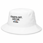 Charts Off. Life On. — Bucket Hat, White, , product angle on white background