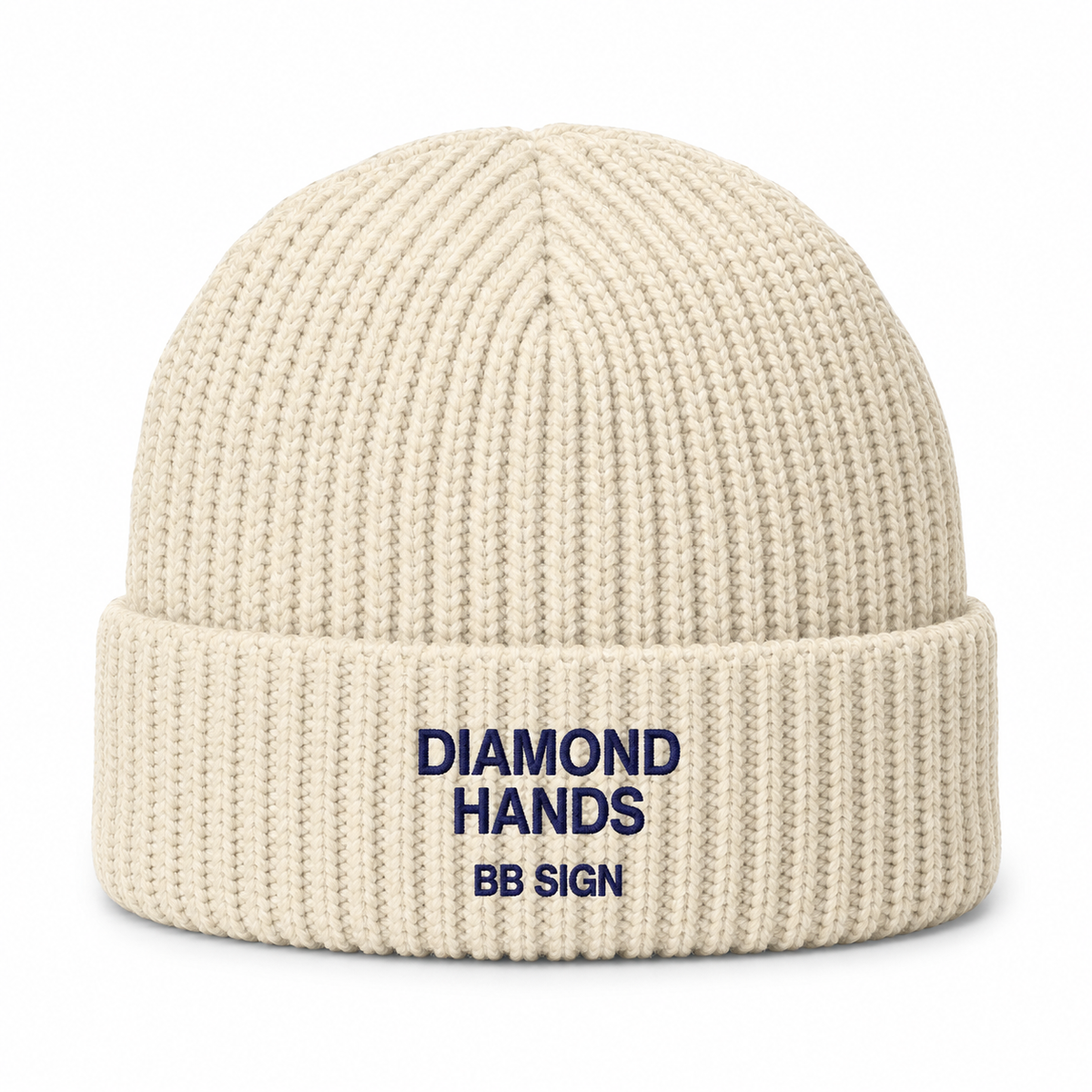 Diamond Hands — Cable Beanie, Ecru, , product front on white background