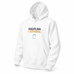 Disciplina > Dopamina. — Premium Hoodie, White, product angle on white background