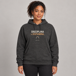 BBS-SINGLE|Charcoal Heather|front|Disciplina > Dopamina. — Premium Hoodie on model