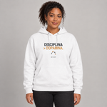 BBS-SINGLE|White|front|Disciplina > Dopamina. — Premium Hoodie on model