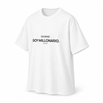 En Demo Soy Millonario — Oversized Trading T-Shirt, White, product angle on white background