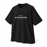 En Demo Soy Millonario — Oversized Trading T-Shirt, Black, product angle on white background